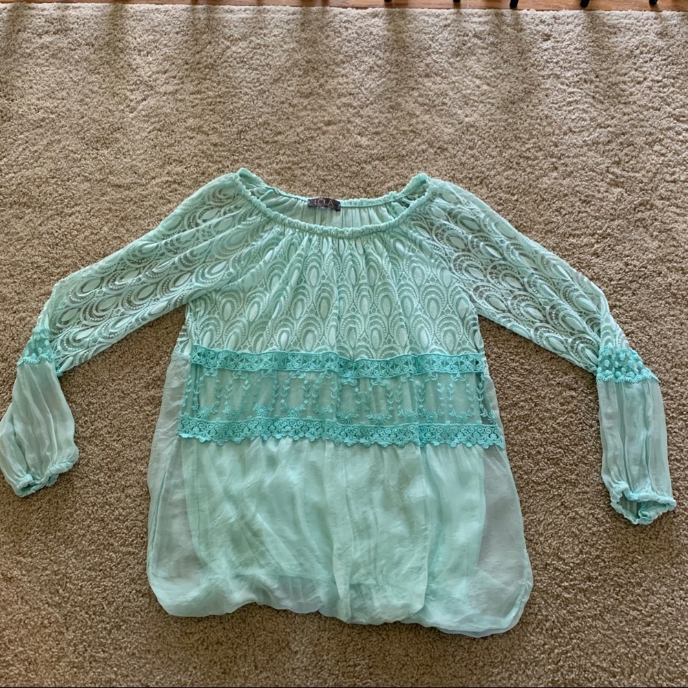 Boutique teal long sleeve top